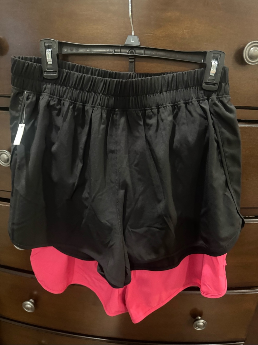 Yogalicious 2 shorts !!&!Black & Pink Layered Athletic Shorts